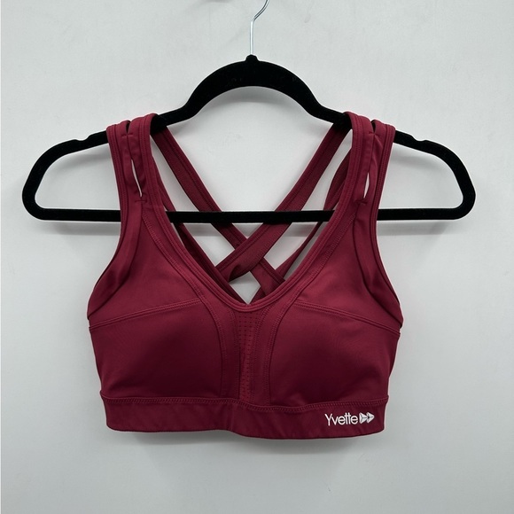 Yvette Red Cross-cross back padded athleisure activewear woman sports bra. XL - Picture 3 of 10
